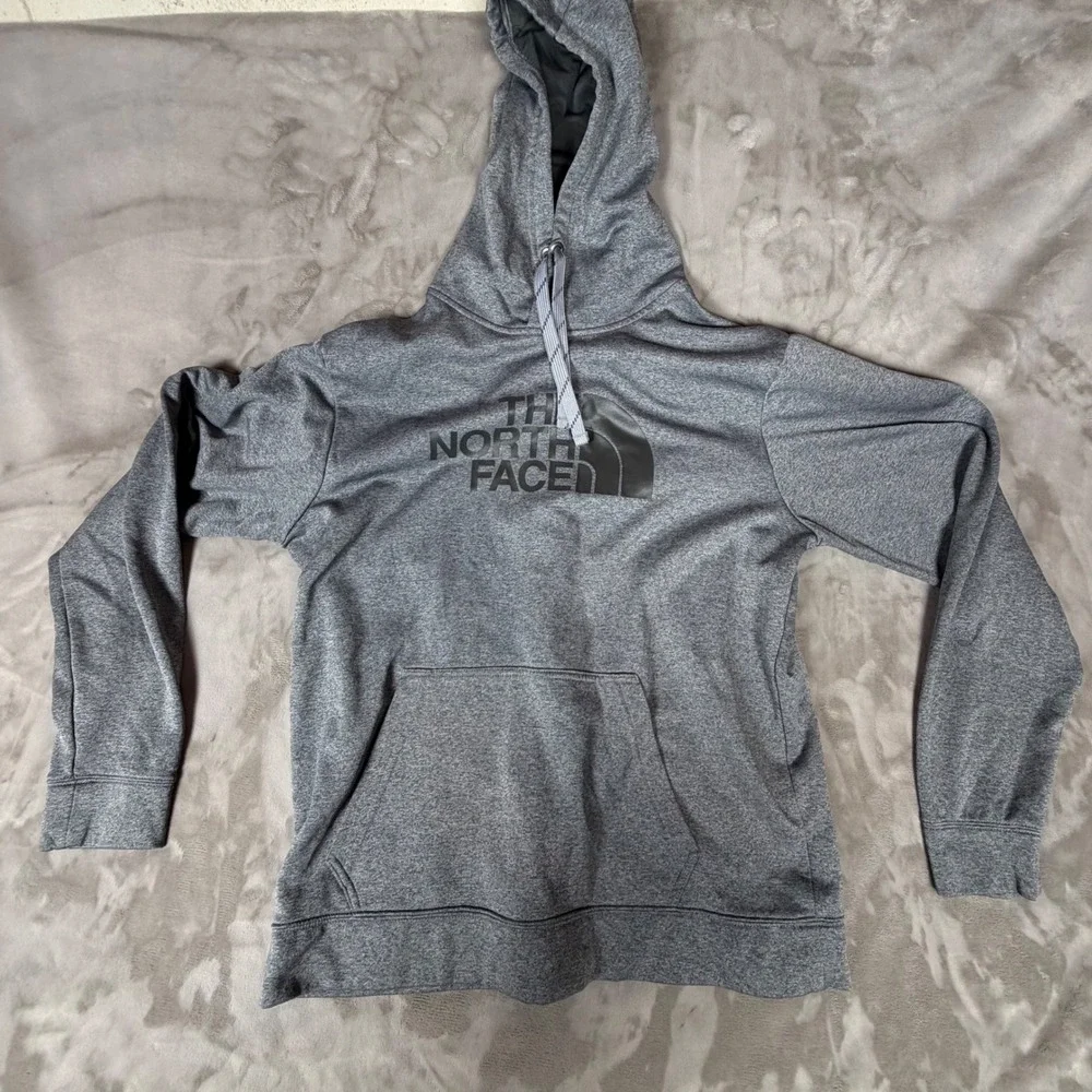 The North Face Mens Grey Heathered Logo Hoodie Sweatshirt Size Large L